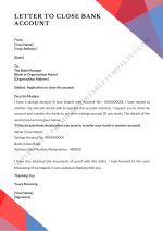 bank account closing letter sample format