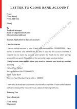 bank account cancellation letter