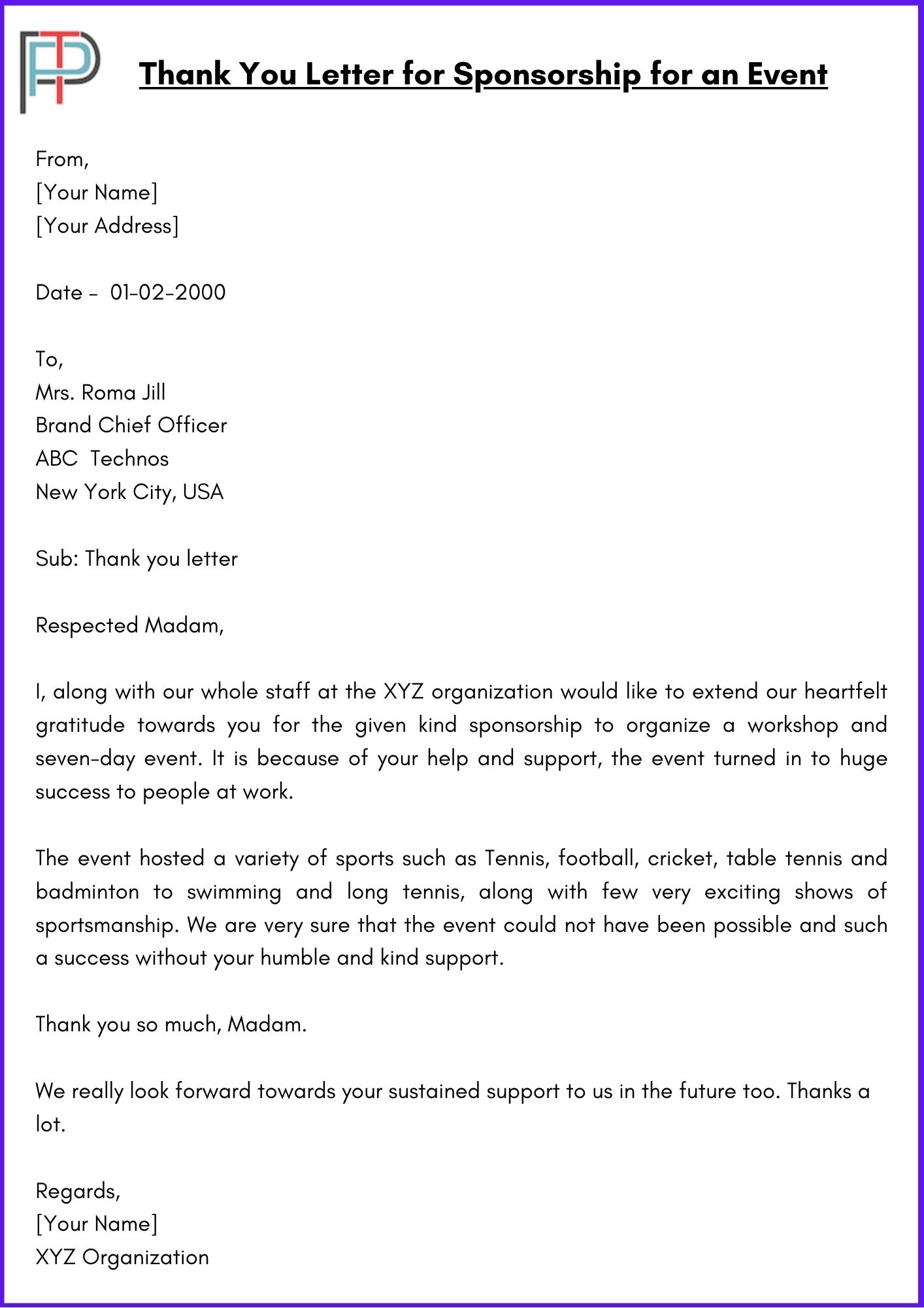 5 Free Printable Thank You Letter Templates With PDF Premium 