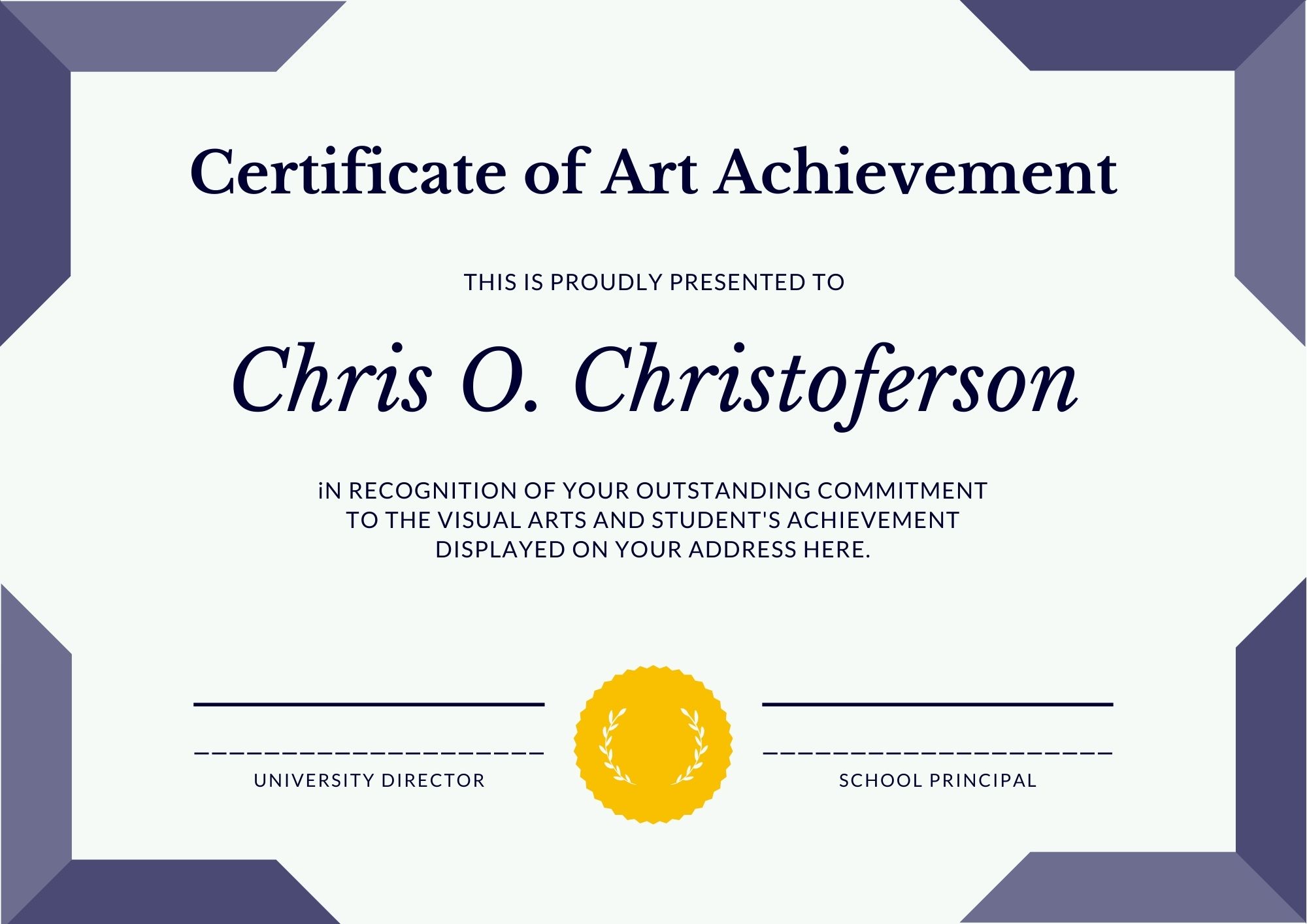 Certificate Template For Art Award With Color Vector vrogue co