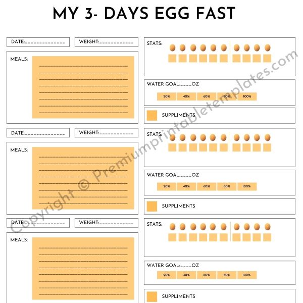 Keto 3 days egg fast planner
