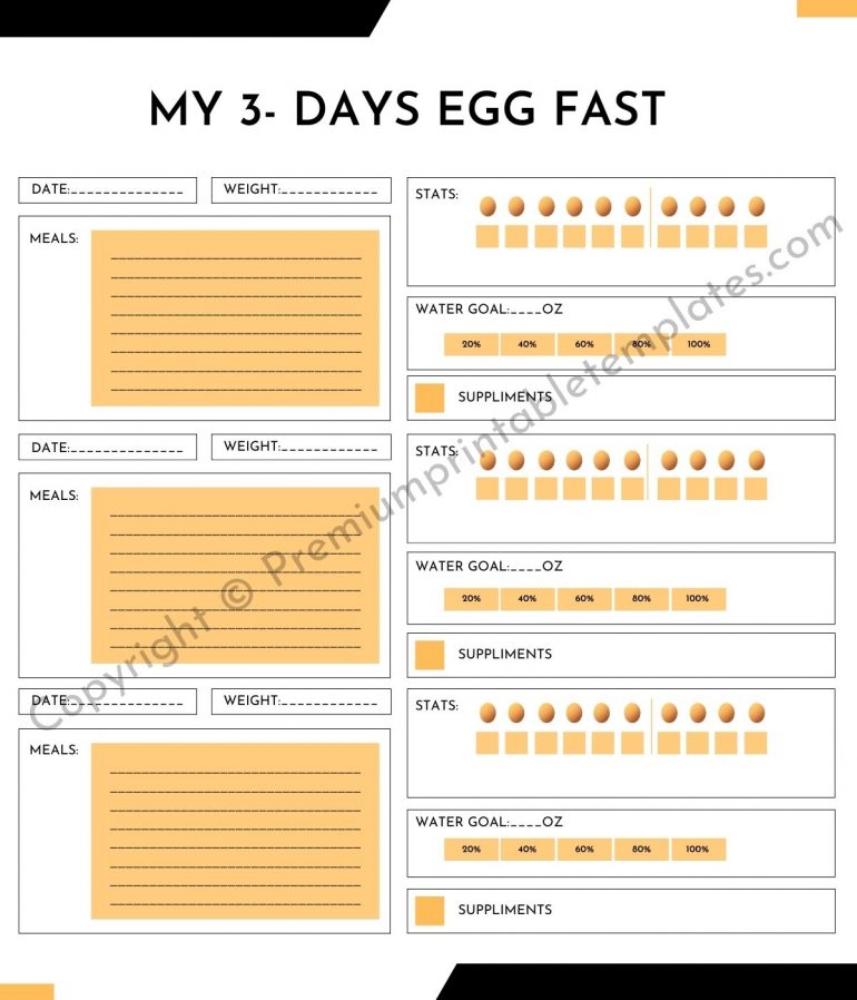Keto 3 days egg fast planner