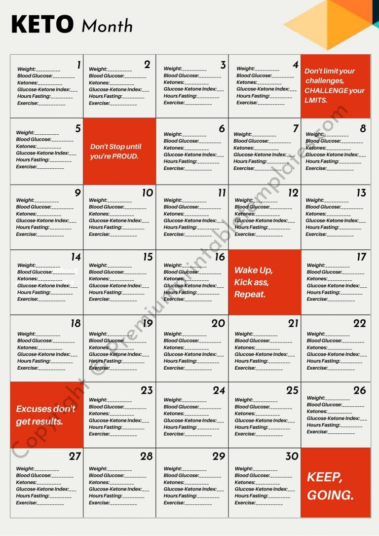 Keto Monthly Planner Printable Template [Pack of 3 Months]