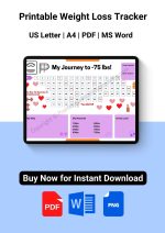 Printable Weight Loss Tracker, 75 Pounds