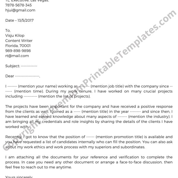 Sample Promotion Request Letter