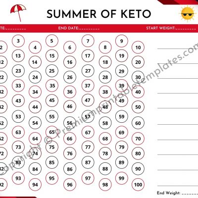 Summer 100 Days of Keto Tracker [Landscape]