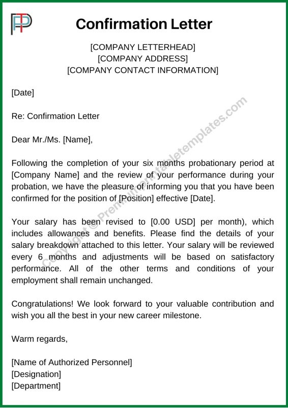 Business Confirmation Letter