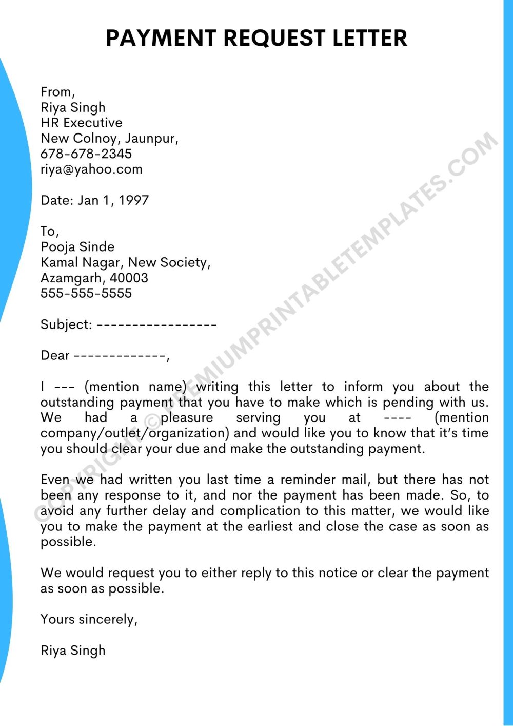 Payment Request Letter