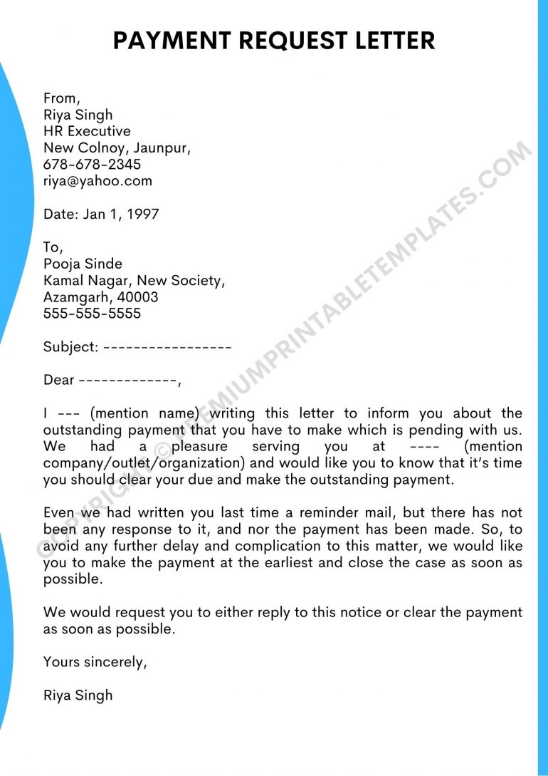 Payment Request Letter
