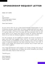 Printable Sponsorship Request Letter