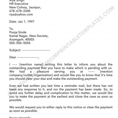 outstanding payment request letter
