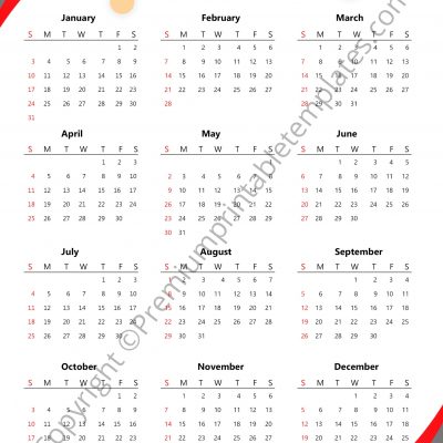 2021 Yearly Calendar Template in PDF and Word - Premium Printable Templates