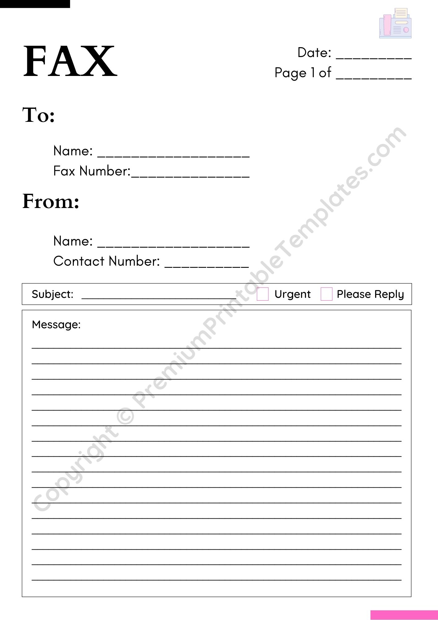 print printable generic fax cover sheet