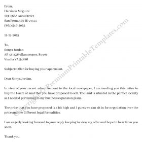 Real Estate Offer Letter Printable Template in PDF and Word