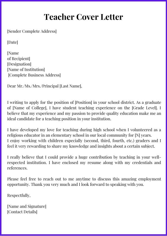 Teacher Cover Letter