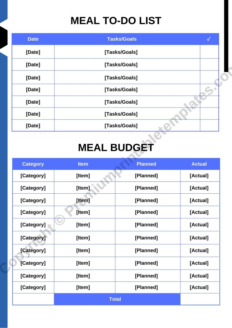 Meal Planner Meal Budget