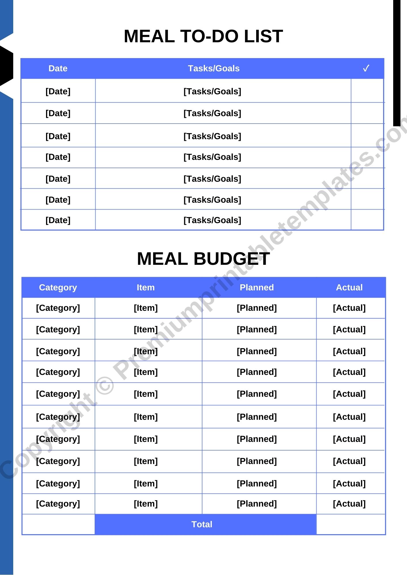 Meal Planner Meal Budget