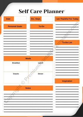 Self Care Planner Printable Template in PDF and Word