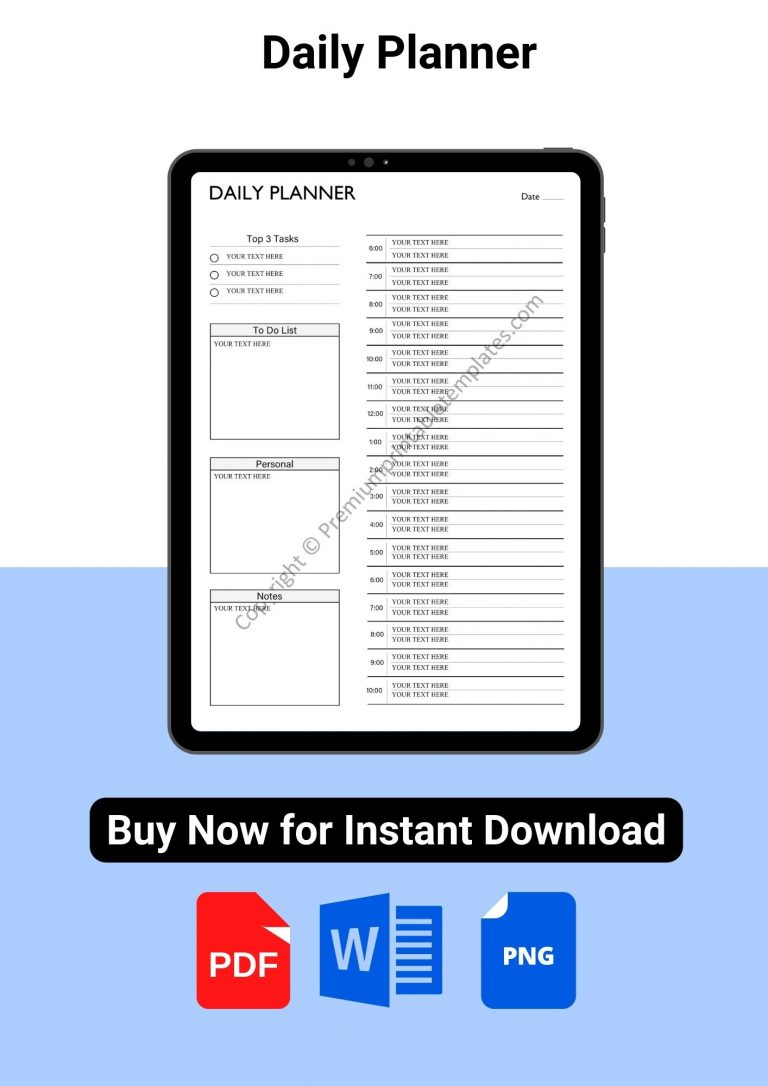 Daily Planner/Productivity Planner in PDF & Word Download