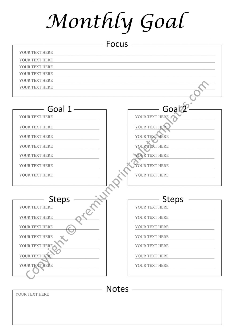 Monthly Goal Planner PDF