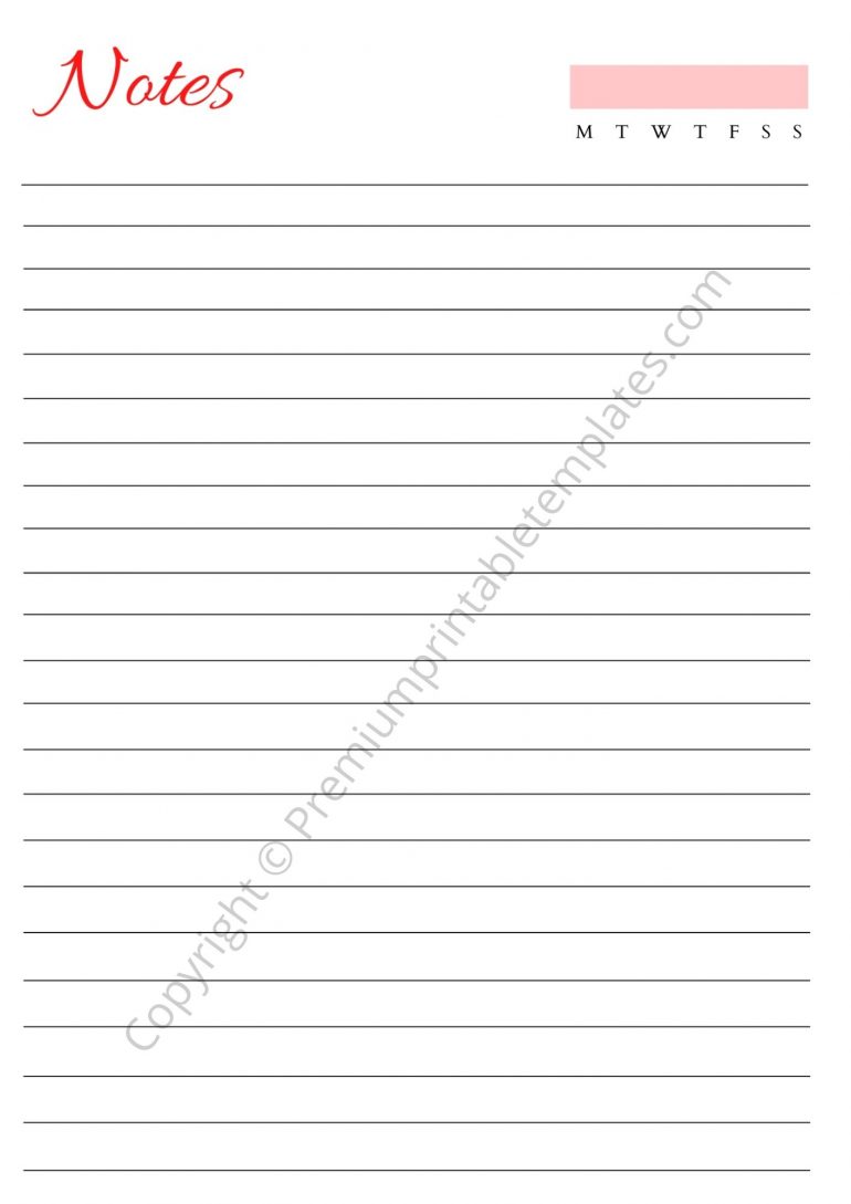 Printable Lined Notes
