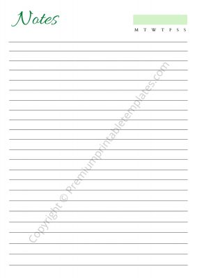 Lined Notes Printable Template in PDF & Word [Pack of 7]