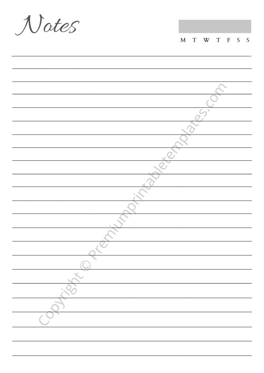 Lined Notes Printable Template in PDF &amp; Word [Pack of 7]