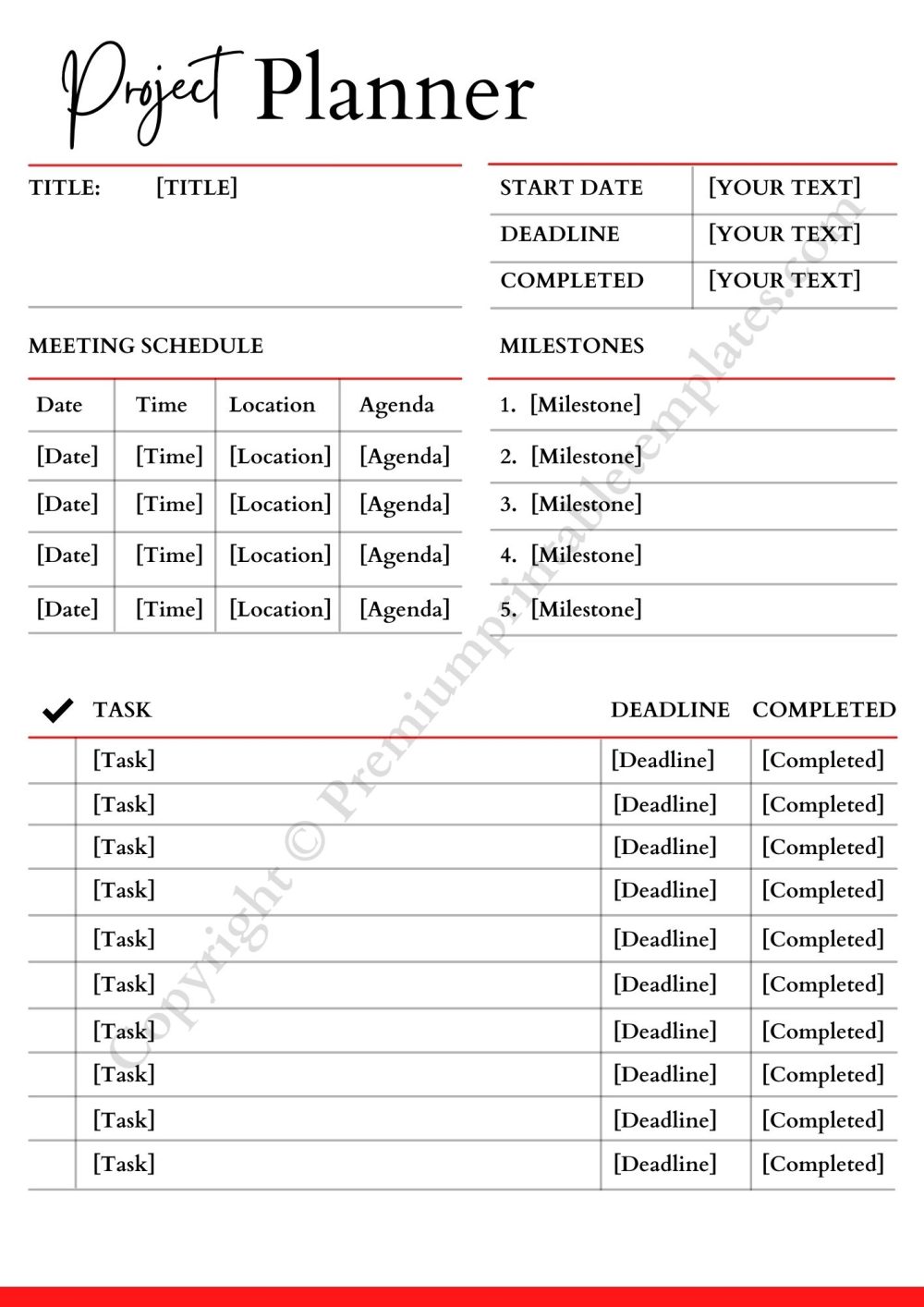 Project Planner Word Format