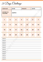 28 Day Challenge Template word