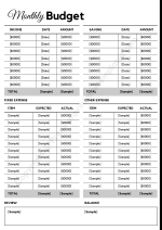 Monthly Budget Overview Planner