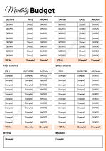 Monthly Budget Overview Planner