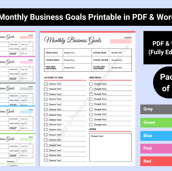 Monthly Business Goals Download