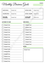 Monthly Business Goals Planner