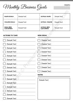 Monthly Business Goals Template