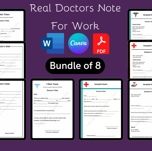Printable Real Doctors Note for Work,