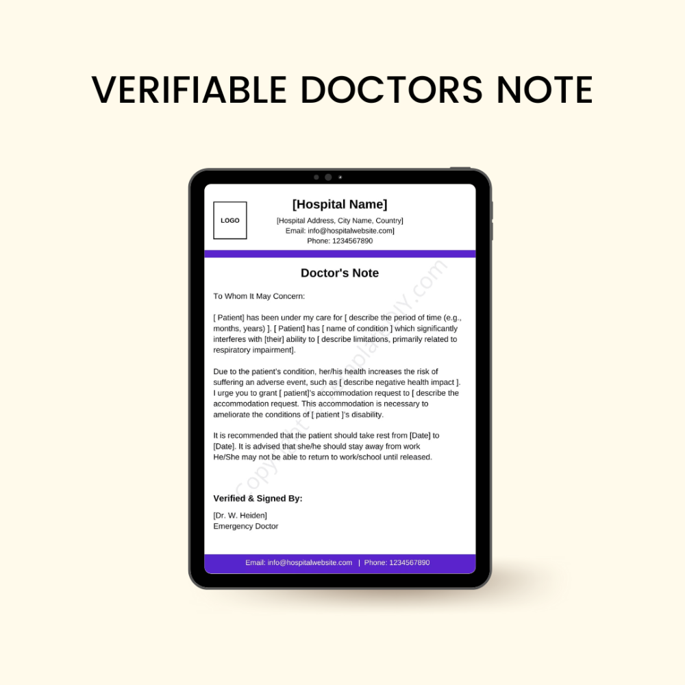 verifiable doctors note