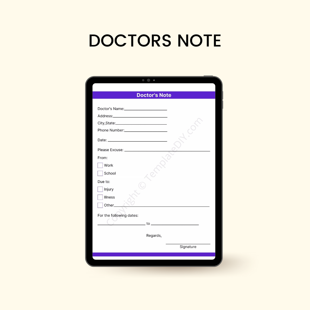 Doctors Note for Work PDF