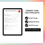 Printable Urgent Care Doctors Note