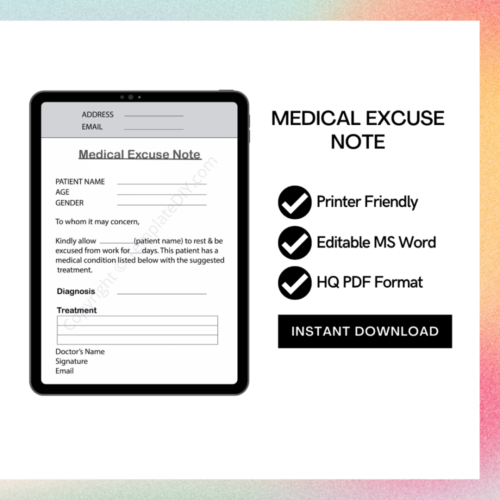 Medical Excuse Template
