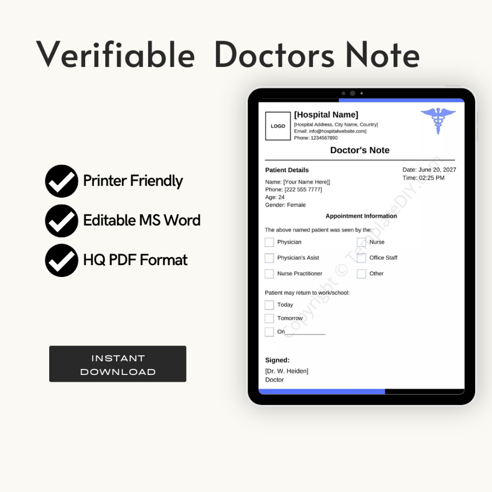 verifiable doctors note