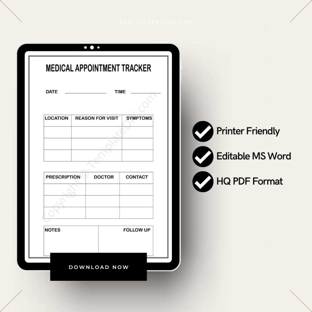 Printable Medical Appointment Tracker
