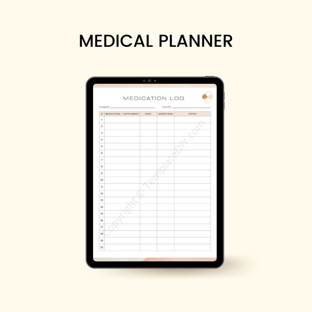 Printable Medical Planner