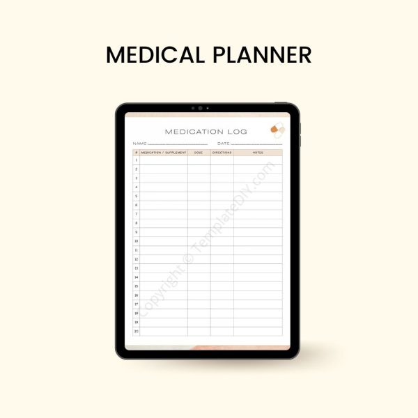 Medical Planner Template Printable in Pdf &amp; Word