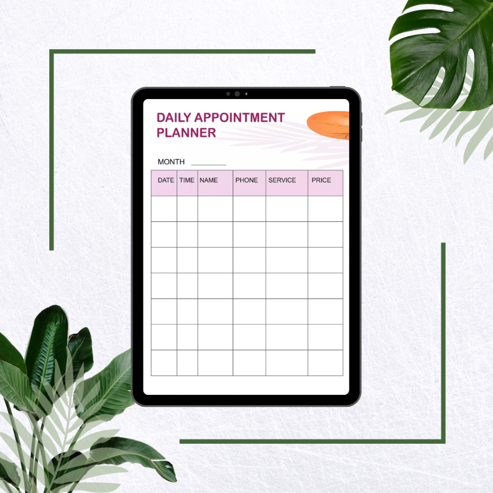 Daily Appointment Planner Word