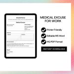 Medical Excuse for Work Template