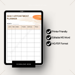 Daily Appointment Planner Word