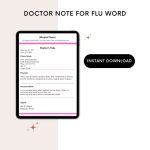 Doctor Note for Flu Word