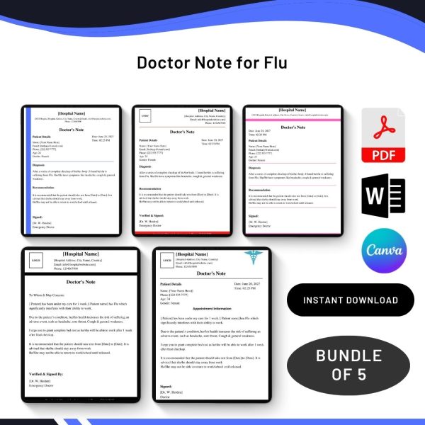 Doctors Note for Flu Template Printable in PDF & Word