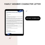 Family Member Character Letter Word