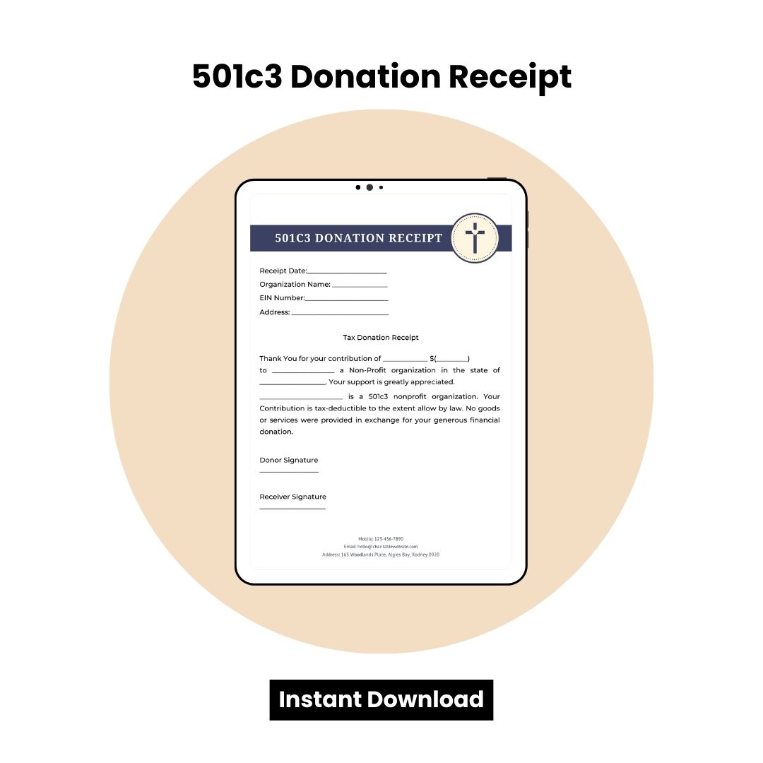 501c3 Donation Receipt Template Printable [Pdf & Word]